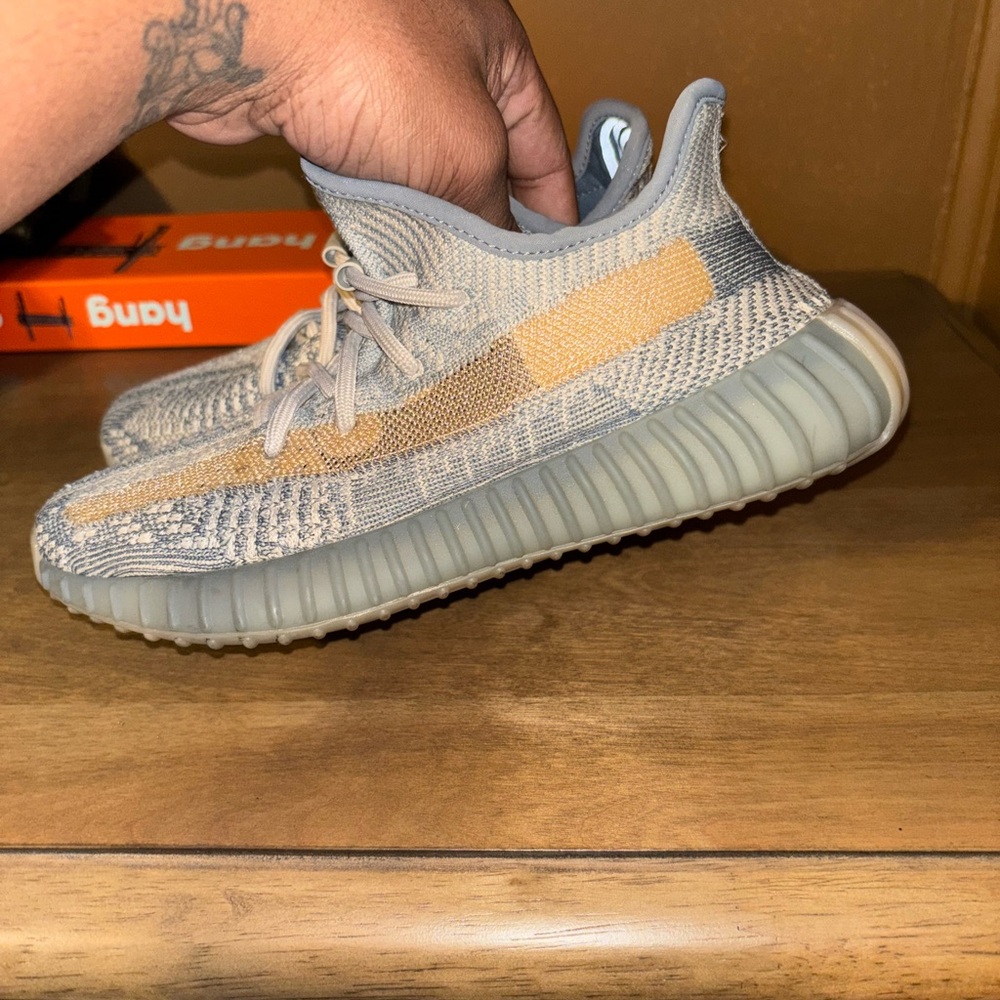 Adidas Gray and Tan Sneakers with Knit Upper
